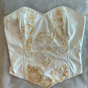 Womens White Beaded Corset Top Size S